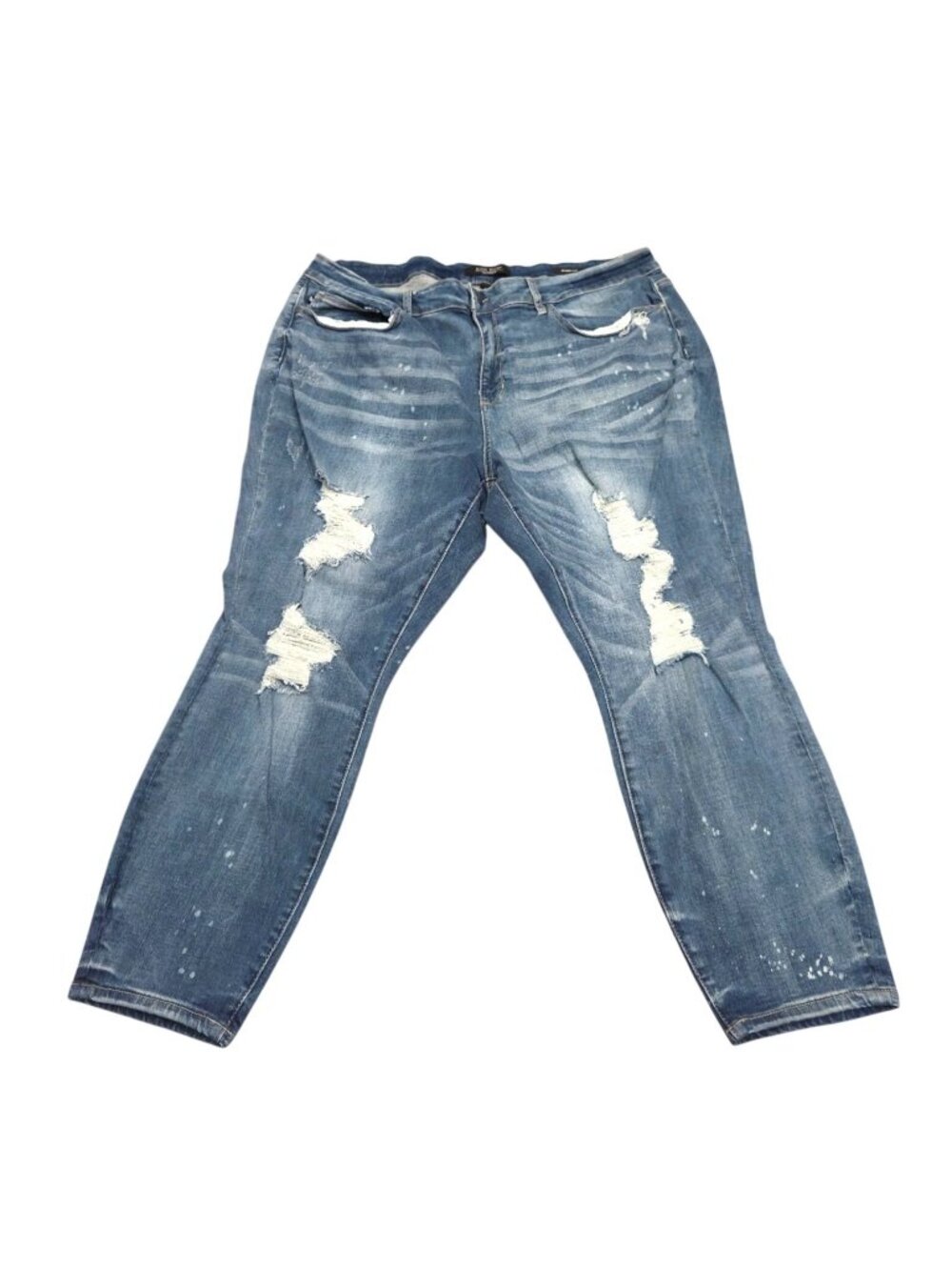 Judy Blue Distressed Plus Skinny Fit Jeans 24W Cotton Blend Blue